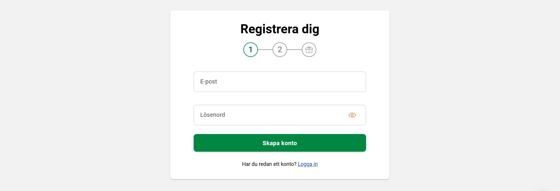 LeoVegas Registrering Screenshot